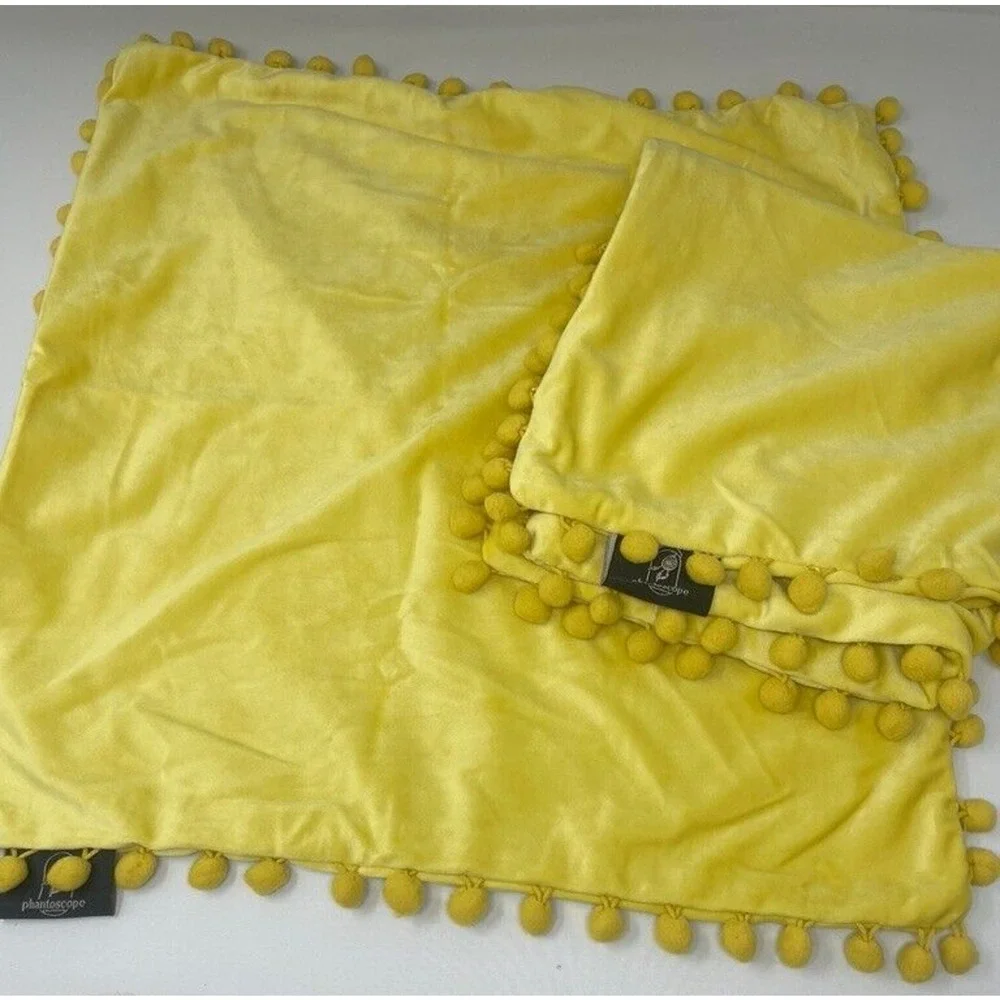 Phantoscope Velvet‎ Decorative Throw Pillow Covers Boho Soft Solid Square Yellow